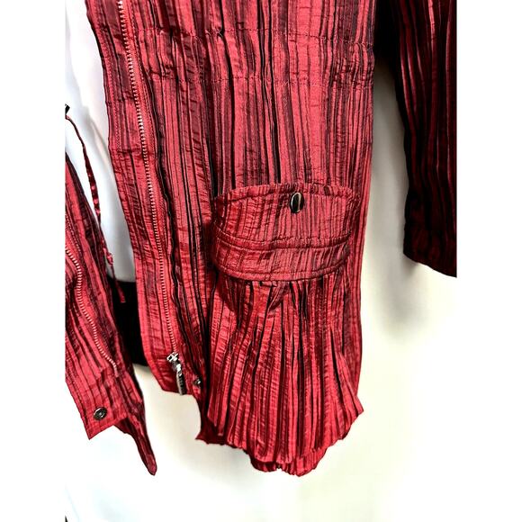 UBU Crinkled Pleated Lightweight jacket in Dark Red Boho Retro‎ M - Picture 4 of 13